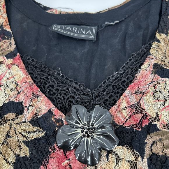 Vintage 90s Starina Dress Womens M Floral Lace Broche Grunge Fairy Maxi Romantic - Picture 8 of 10